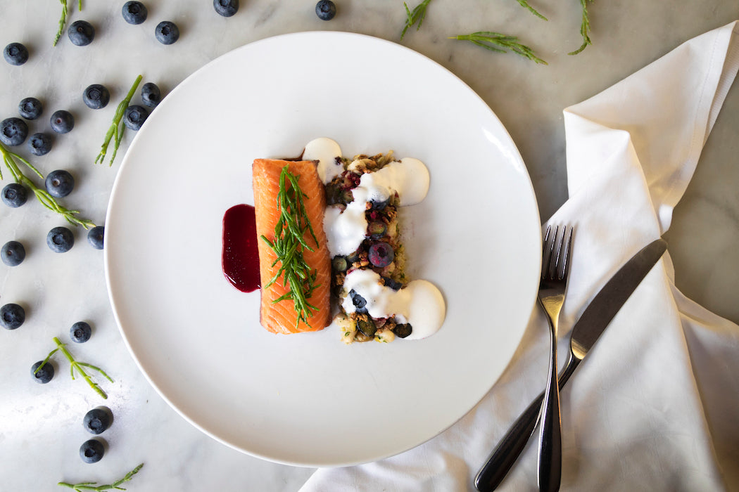 Salmon and Blueberries Recipe from Cibo Trattoria